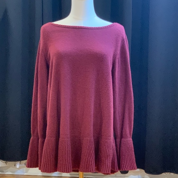 Style & Co. Purple Off-the-Shoulder Sweater with Ruffled Hem - Picture 1 of 5